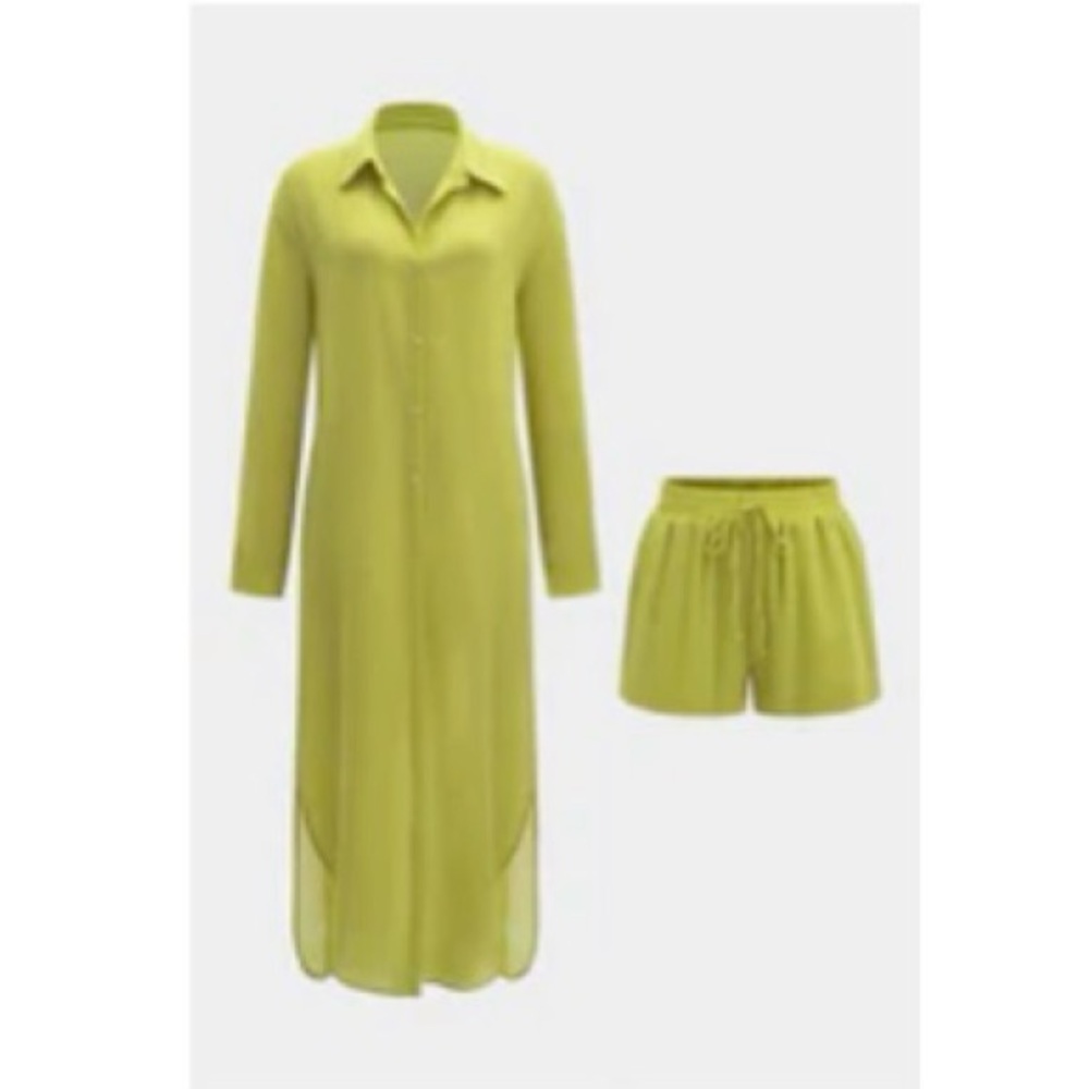 Chiffon Sheer Shirt and Shorts Set from Micas